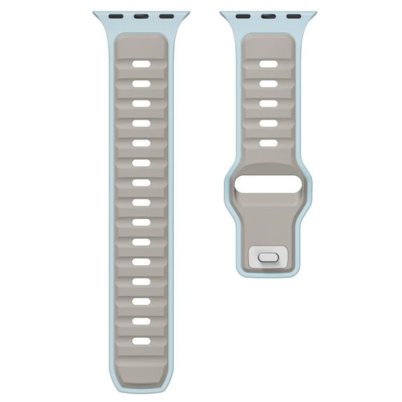 For Apple Watch 46mm / 49mm / 45mm / 44mm Norman Buckle Two-color Silicone Watch Band(Light Blue Coffee)