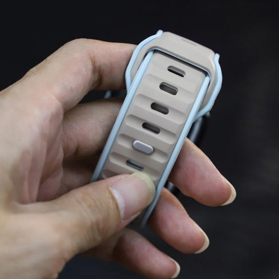For Apple Watch 46mm / 49mm / 45mm / 44mm Norman Buckle Two-color Silicone Watch Band(Light Blue Coffee)