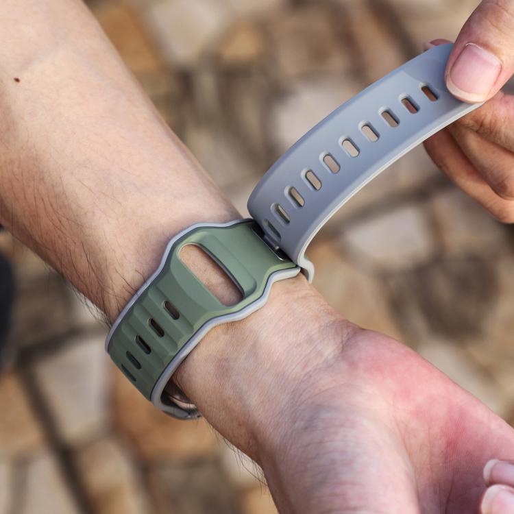 For Apple Watch 46mm / 49mm / 45mm / 44mm Norman Buckle Two-color Silicone Watch Band(Light Green Grey)