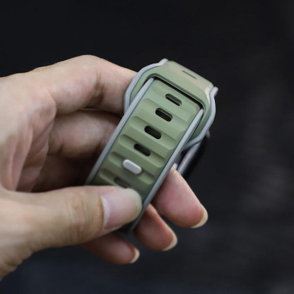 For Apple Watch 46mm / 49mm / 45mm / 44mm Norman Buckle Two-color Silicone Watch Band(Light Green Grey)