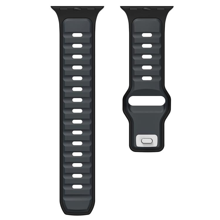 For Apple Watch 46mm / 49mm / 45mm / 44mm Norman Buckle Two-color Silicone Watch Band(Midnight Black)