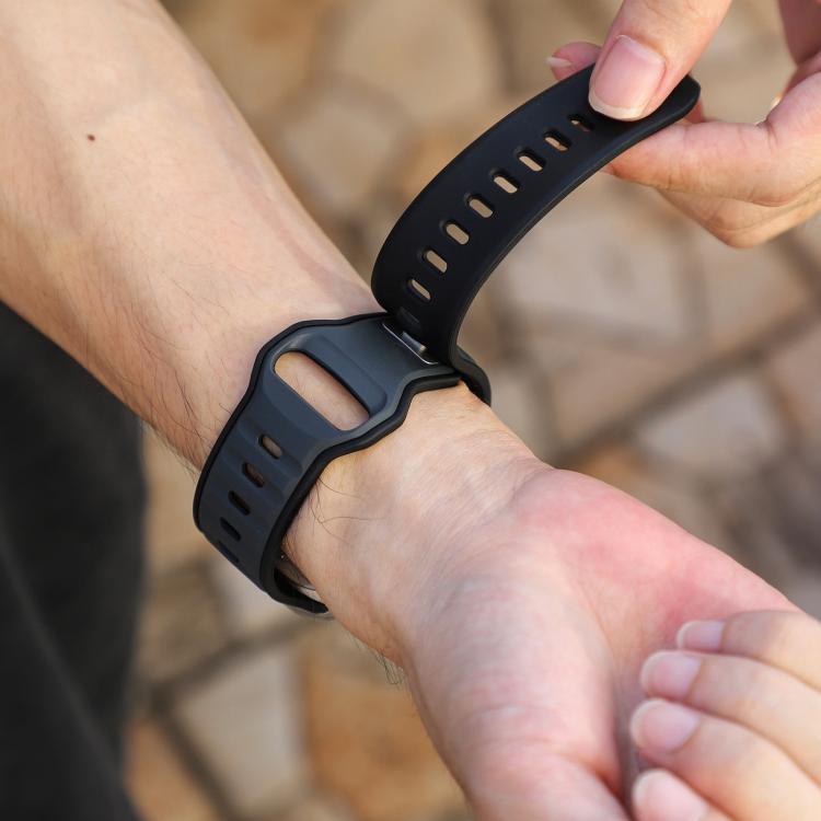 For Apple Watch 46mm / 49mm / 45mm / 44mm Norman Buckle Two-color Silicone Watch Band(Midnight Black)