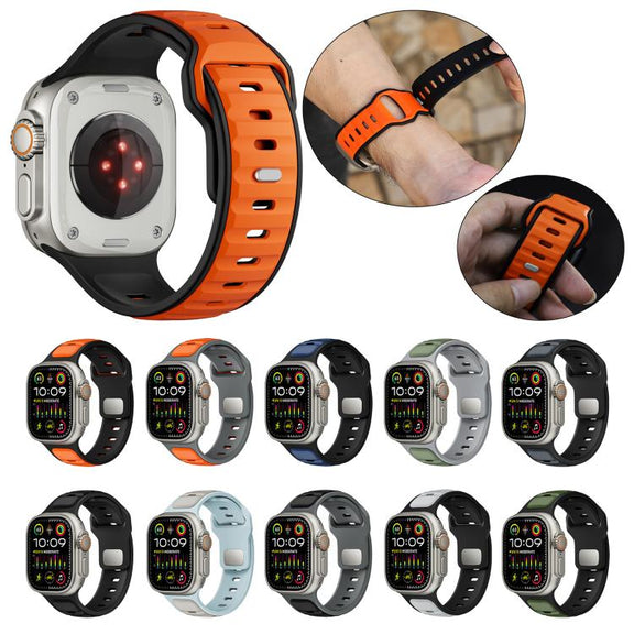 For Apple Watch 42mm / 41mm / 40mm / 38mm Norman Buckle Two-color Silicone Watch Band(Light Grey Black)