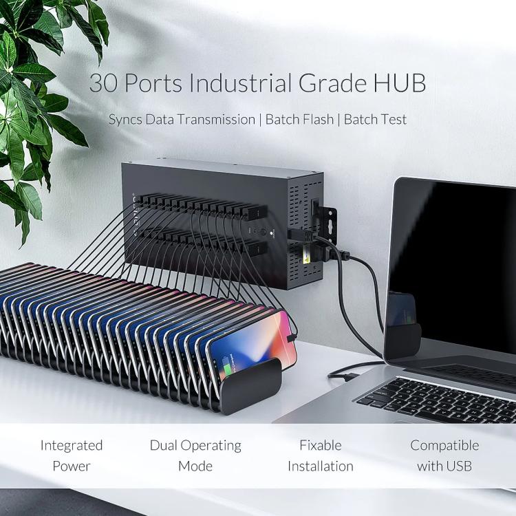 ORICO IH30P Industrial Grade 30 Ports USB 2.0 Hub, Plug:US Plug(Black)