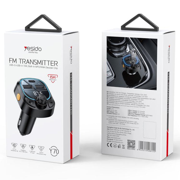 Yesido Y70 Car Bluetooth FM Transmitter(Black)