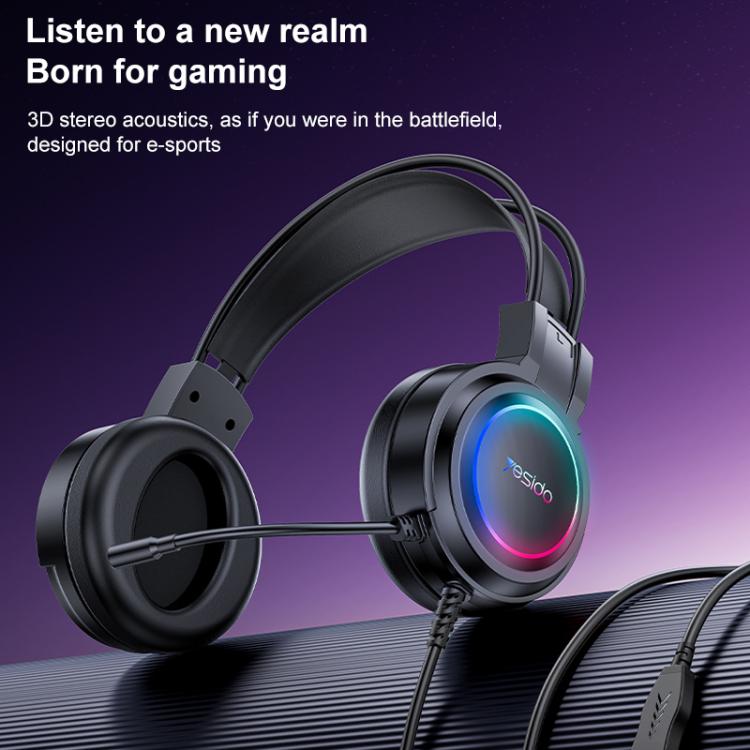 Yesido EK05 USB Wired RGB Light Gaming Headset with Mic, Cable length: 1.2m(Black)