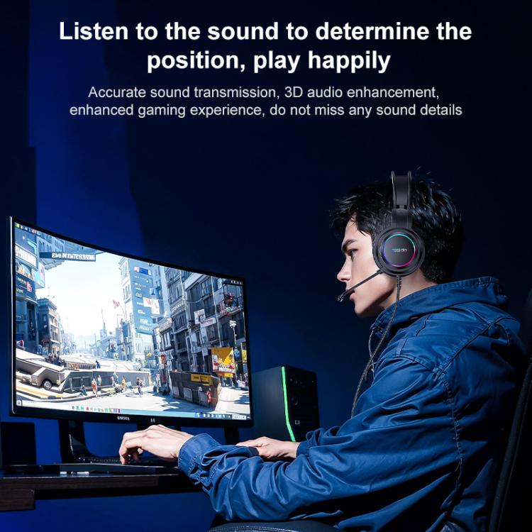 Yesido EK05 USB Wired RGB Light Gaming Headset with Mic, Cable length: 1.2m(Black)