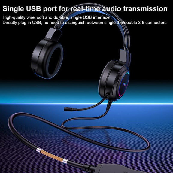 Yesido EK05 USB Wired RGB Light Gaming Headset with Mic, Cable length: 1.2m(Black)