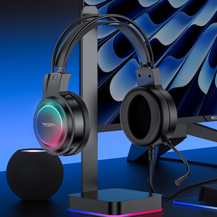 Yesido EK05 USB Wired RGB Light Gaming Headset with Mic, Cable length: 1.2m(Black)
