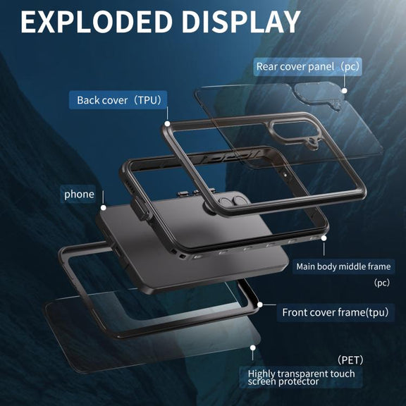 For Samsung Galaxy A55 5G RedPepper 360 Full Body Rugged IP68 Water-resistant Phone Case(Black)