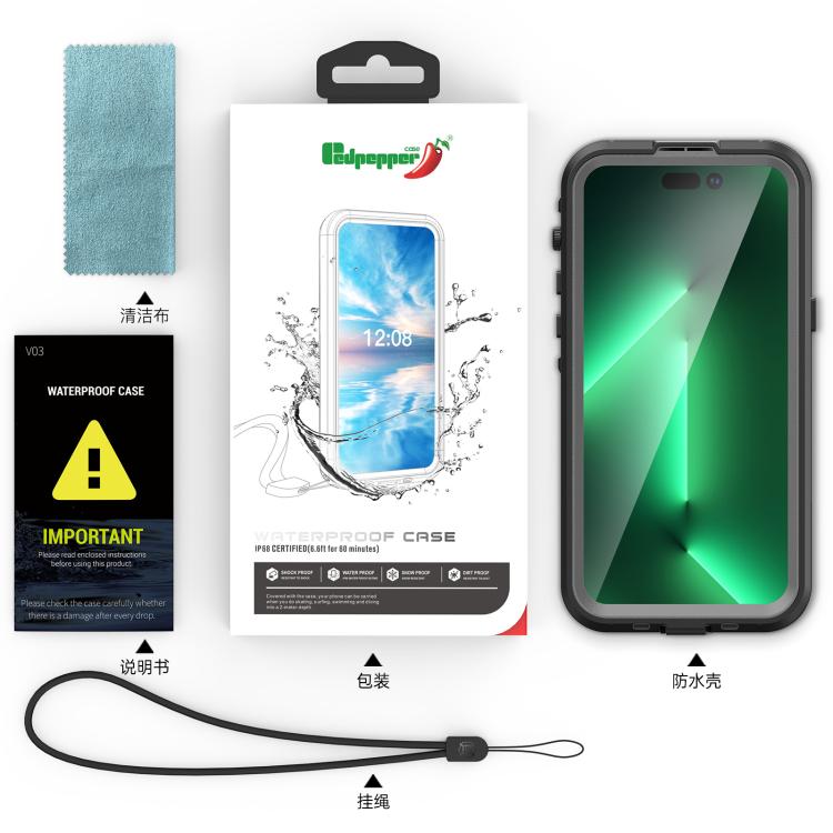 For Samsung Galaxy A55 5G RedPepper 360 Full Body Rugged IP68 Water-resistant Phone Case(Black)