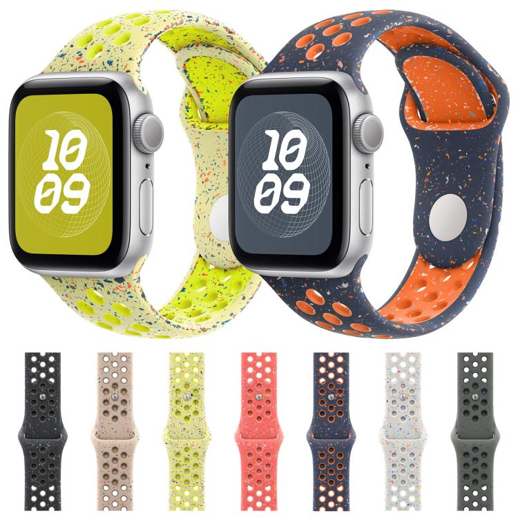 For Apple Watch 46mm / 49mm / 45mm / 44mm Coloful Silicone Watch Band(White Platinum)