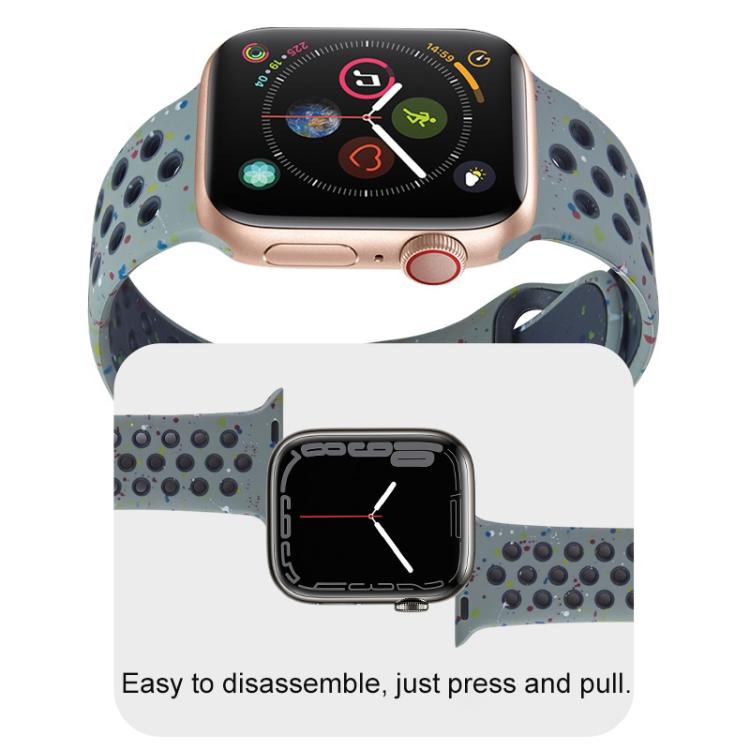 For Apple Watch 46mm / 49mm / 45mm / 44mm Coloful Silicone Watch Band(White Platinum)