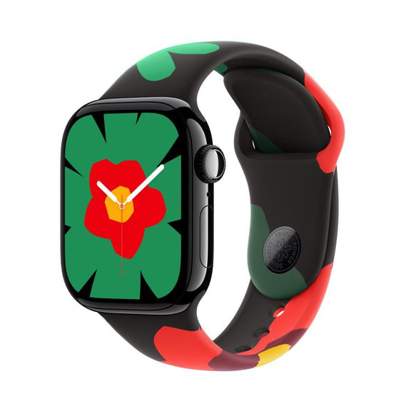 For Apple Watch 46mm / 49mm / 45mm / 44mm Sport Silicone Watch Band(Flower)