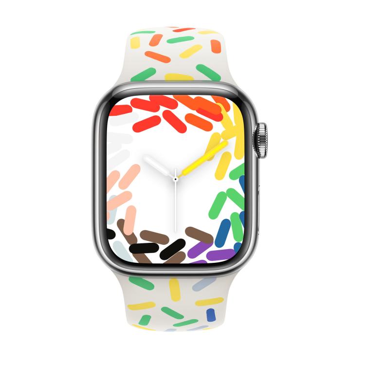 For Apple Watch 42mm / 41mm / 40mm / 38mm Sport Silicone Watch Band(Rainbow)