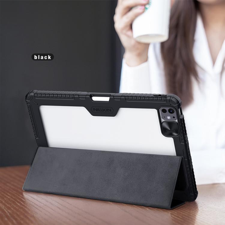 For iPad Air 13 2024 / 2025 NILLKIN Bumper Pro Folding Style Tablet Leather Case(Black)