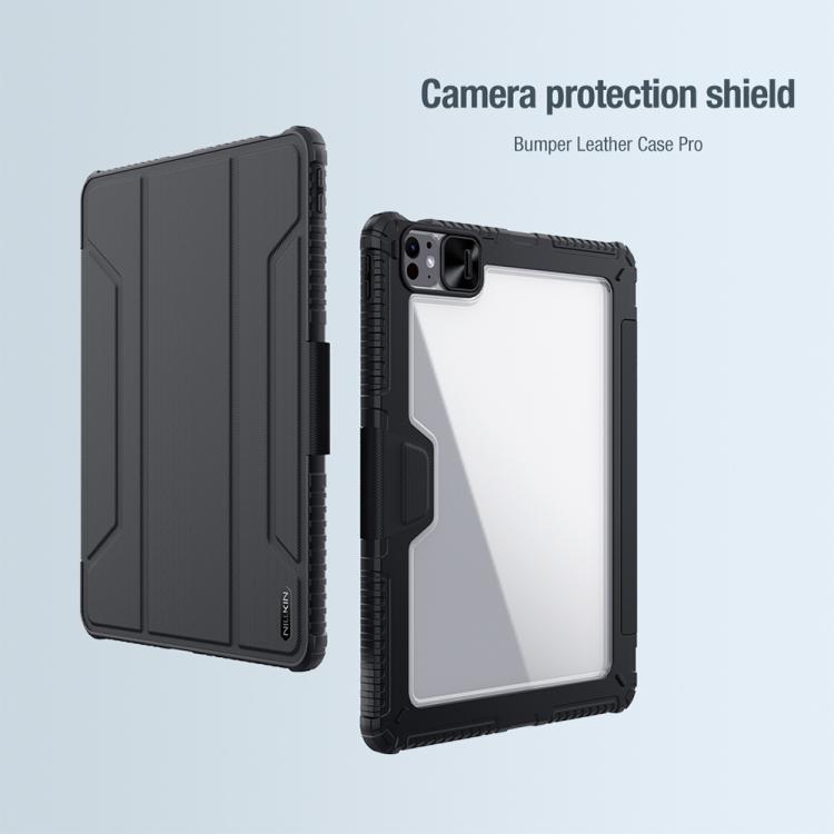 For iPad Air 13 2024 / 2025 NILLKIN Bumper Pro Folding Style Tablet Leather Case(Black)