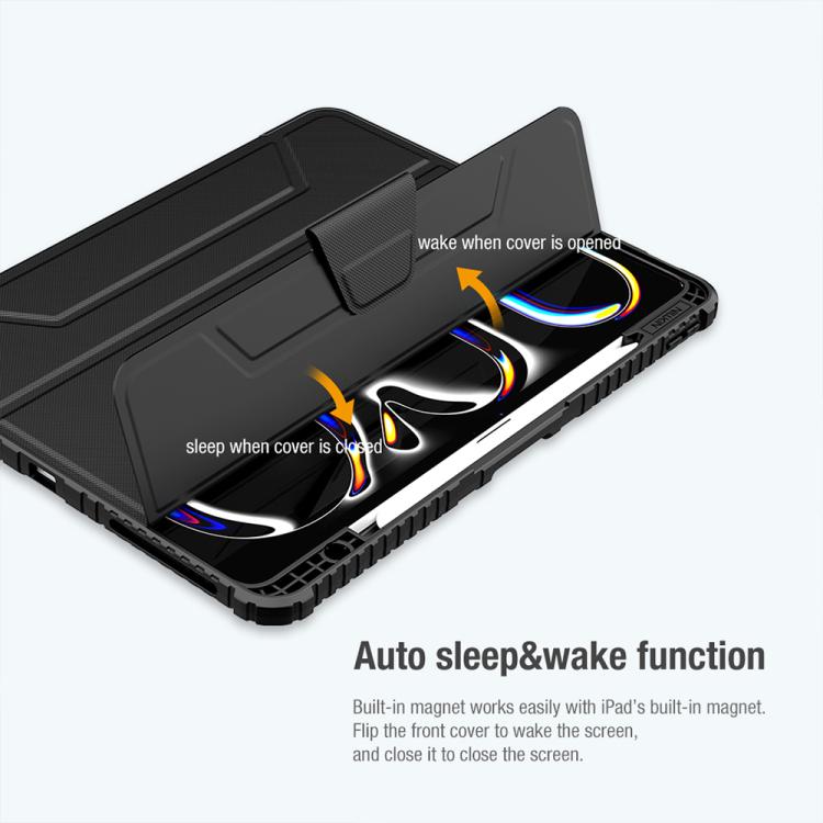 For iPad Air 13 2024 / 2025 NILLKIN Bumper Pro Folding Style Tablet Leather Case(Black)