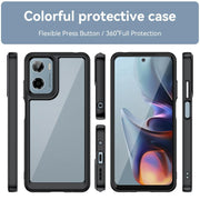 For Motorola Moto E15 Colorful Series Acrylic Hybrid TPU Phone Case(Black)