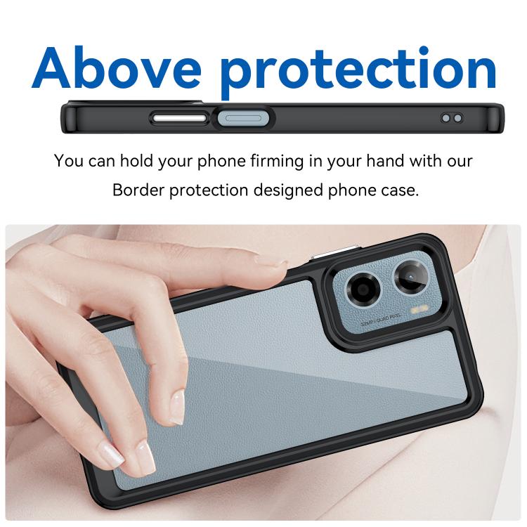 For Motorola Moto E15 Colorful Series Acrylic Hybrid TPU Phone Case(Black)