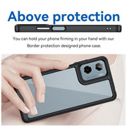 For Motorola Moto E15 Colorful Series Acrylic Hybrid TPU Phone Case(Black)