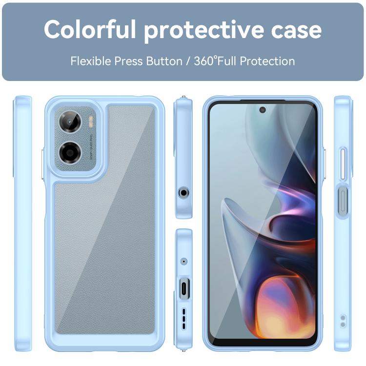 For Motorola Moto E15 Colorful Series Acrylic Hybrid TPU Phone Case(Blue)