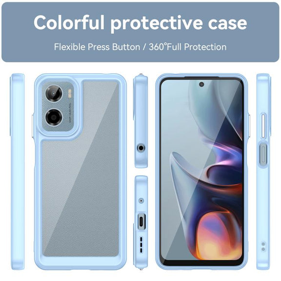 For Motorola Moto E15 Colorful Series Acrylic Hybrid TPU Phone Case(Blue)