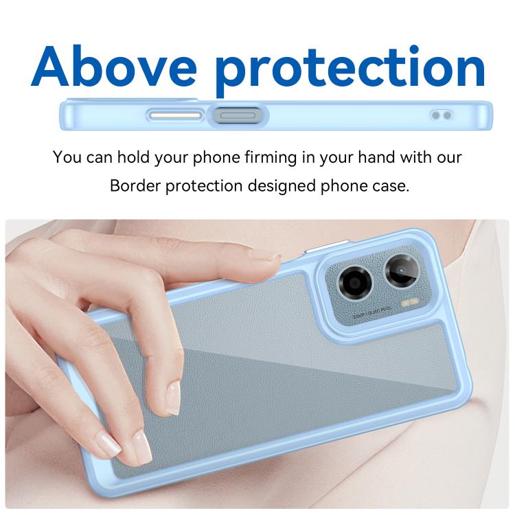 For Motorola Moto E15 Colorful Series Acrylic Hybrid TPU Phone Case(Blue)