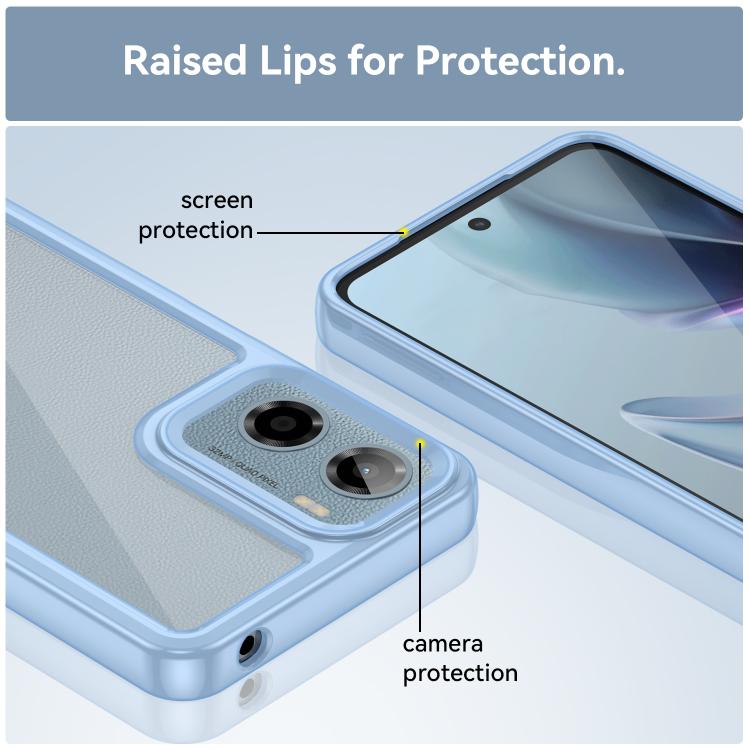 For Motorola Moto E15 Colorful Series Acrylic Hybrid TPU Phone Case(Blue)