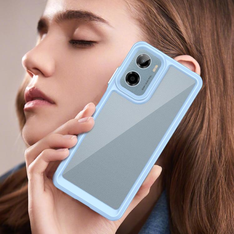For Motorola Moto E15 Colorful Series Acrylic Hybrid TPU Phone Case(Blue)