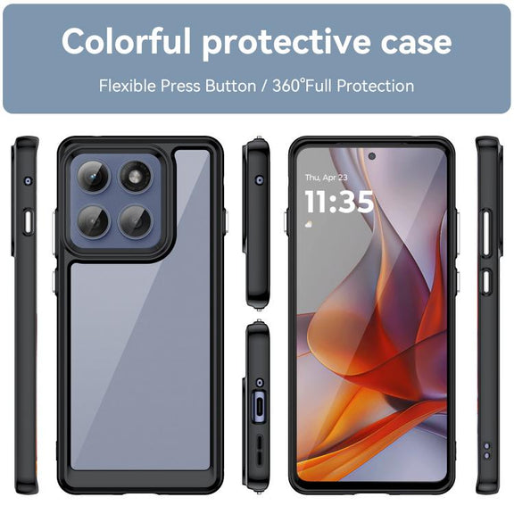 For Motorola Edge 5G 2025 Colorful Series Acrylic Hybrid TPU Phone Case(Black)