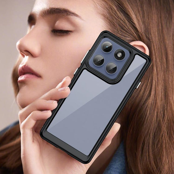 For Motorola Edge 5G 2025 Colorful Series Acrylic Hybrid TPU Phone Case(Black)