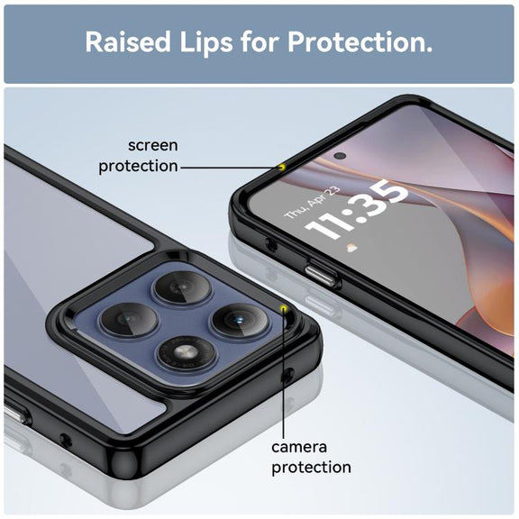 For Motorola Edge 60 Pro Colorful Series Acrylic Hybrid TPU Phone Case(Black)