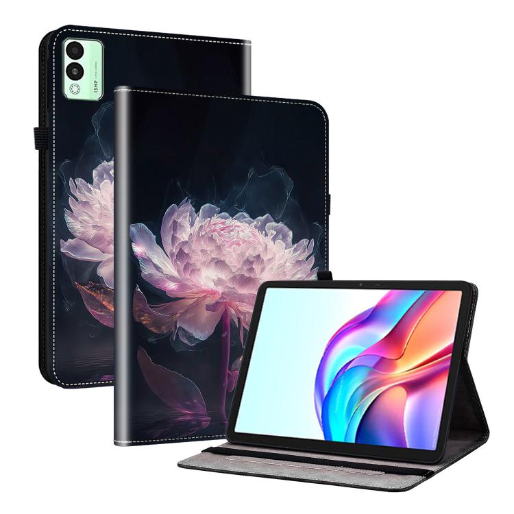 For Tecno Megapad 11 Crystal Texture Painted Leather Tablet Case(Purple Peony)