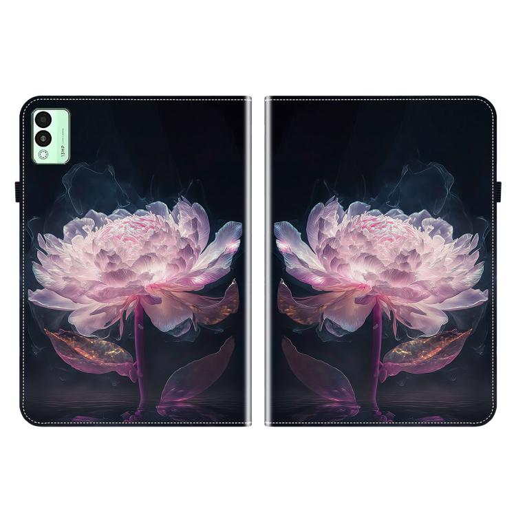 For Tecno Megapad 11 Crystal Texture Painted Leather Tablet Case(Purple Peony)