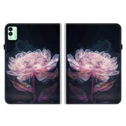 For Tecno Megapad 11 Crystal Texture Painted Leather Tablet Case(Purple Peony)