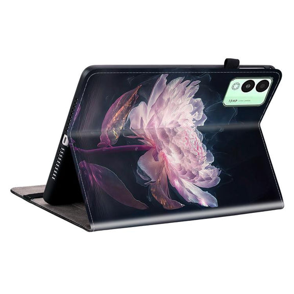 For Tecno Megapad 11 Crystal Texture Painted Leather Tablet Case(Purple Peony)