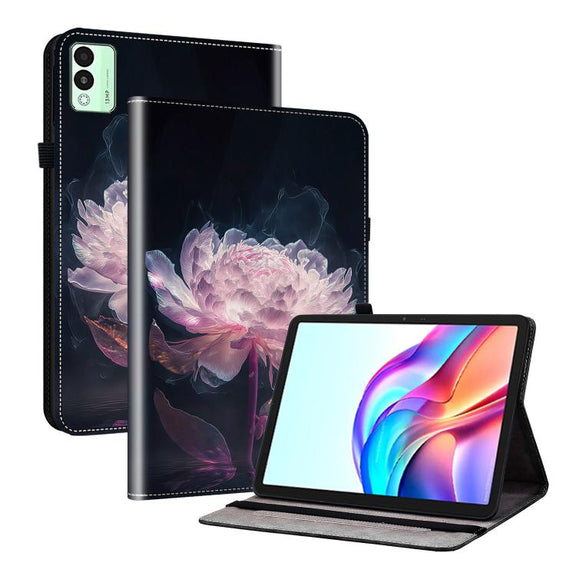 For Tecno Megapad 11 Crystal Texture Painted Leather Tablet Case(Purple Peony)
