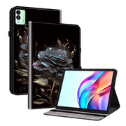 For Tecno Megapad 11 Crystal Texture Painted Leather Tablet Case(Black Rose)