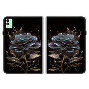 For Tecno Megapad 11 Crystal Texture Painted Leather Tablet Case(Black Rose)