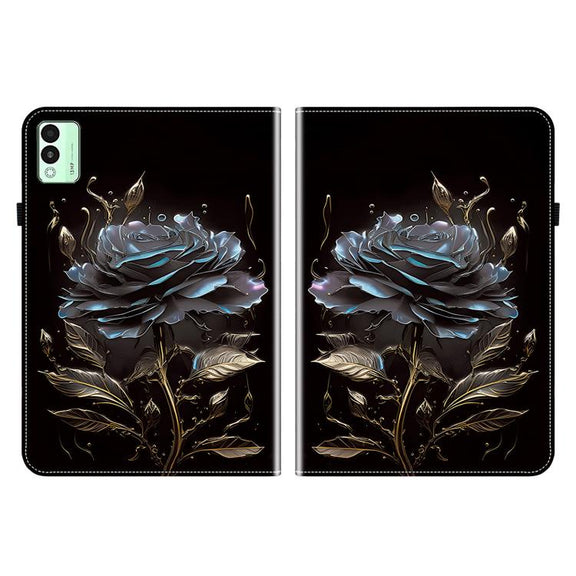 For Tecno Megapad 11 Crystal Texture Painted Leather Tablet Case(Black Rose)