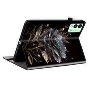 For Tecno Megapad 11 Crystal Texture Painted Leather Tablet Case(Black Rose)