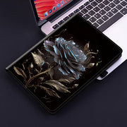 For Tecno Megapad 11 Crystal Texture Painted Leather Tablet Case(Black Rose)