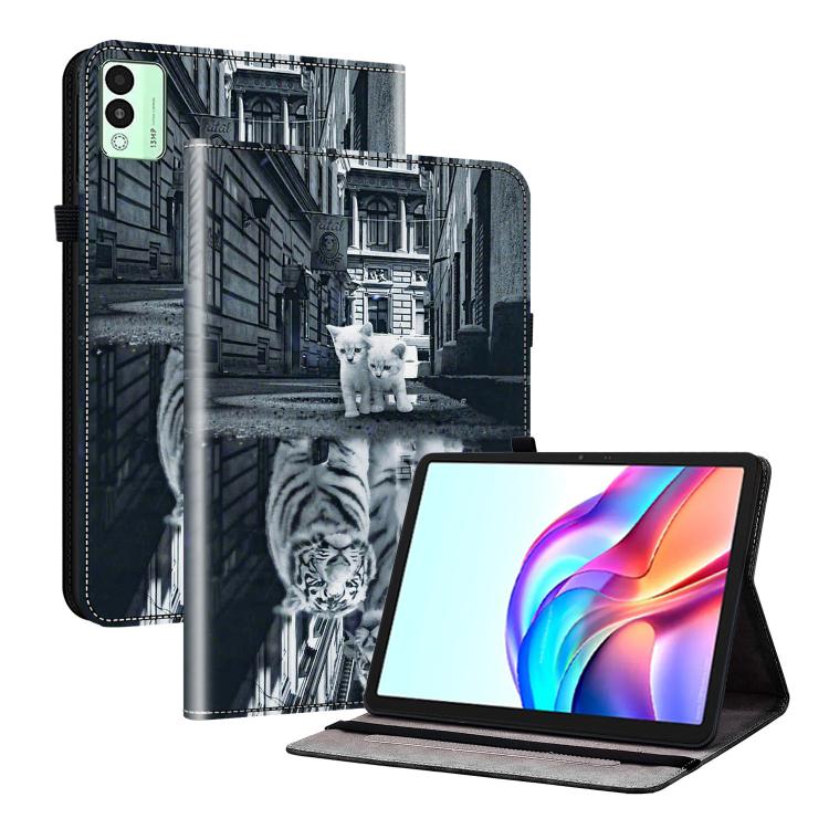 For Tecno Megapad 11 Crystal Texture Painted Leather Tablet Case(Cat Reflection Tiger)