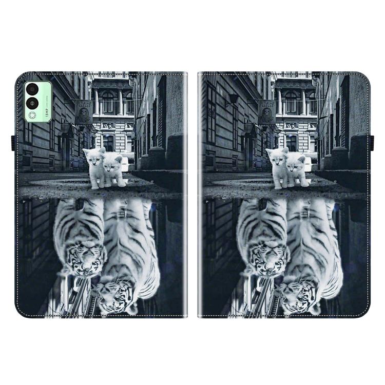 For Tecno Megapad 11 Crystal Texture Painted Leather Tablet Case(Cat Reflection Tiger)