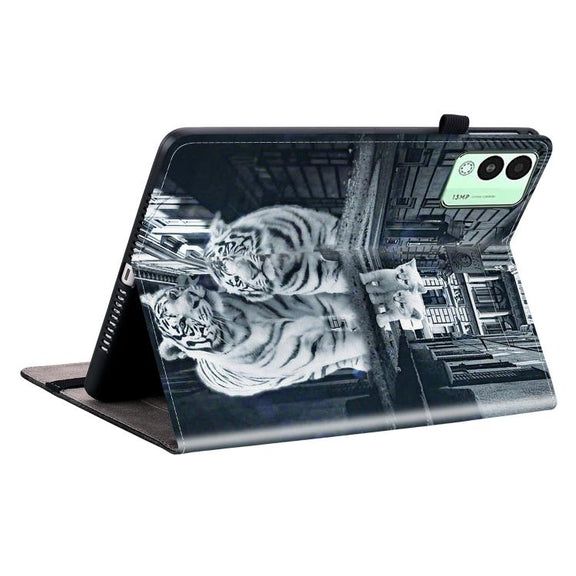 For Tecno Megapad 11 Crystal Texture Painted Leather Tablet Case(Cat Reflection Tiger)
