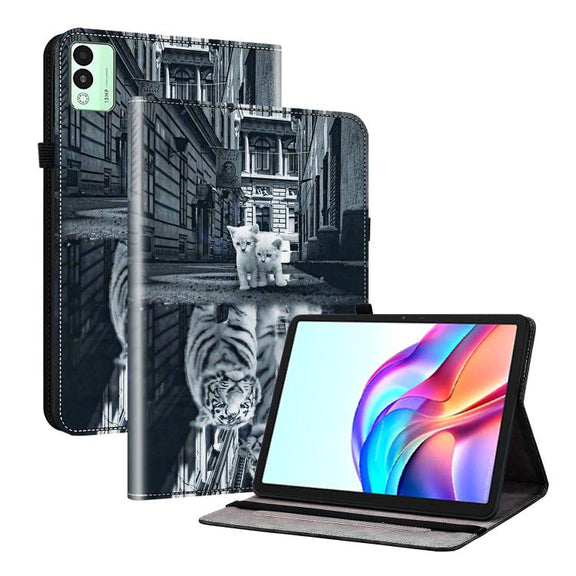 For Tecno Megapad 11 Crystal Texture Painted Leather Tablet Case(Cat Reflection Tiger)