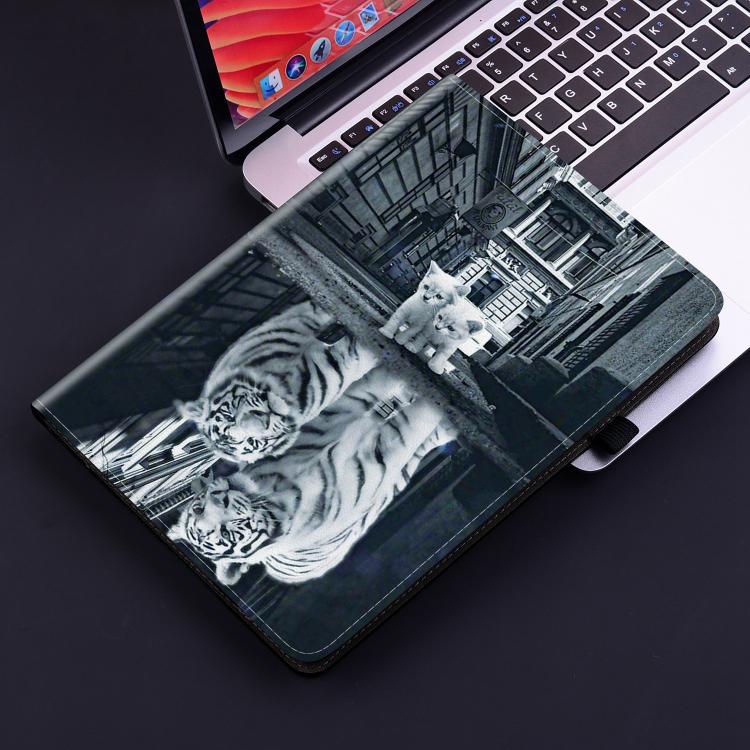 For Tecno Megapad 11 Crystal Texture Painted Leather Tablet Case(Cat Reflection Tiger)
