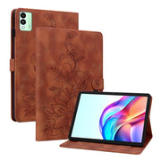 For Tecno Megapad 11 Lily Embossed Leather Tablet Case(Brown)