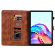 For Tecno Megapad 11 Lily Embossed Leather Tablet Case(Brown)
